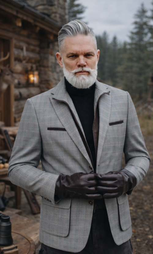 Férfi szövet kabát, kockás