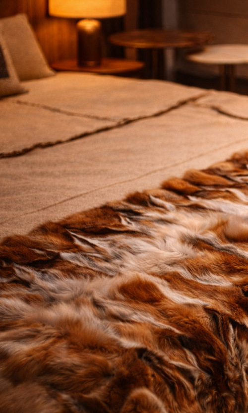 Vörösróka ágyvégtakaró natúr színben