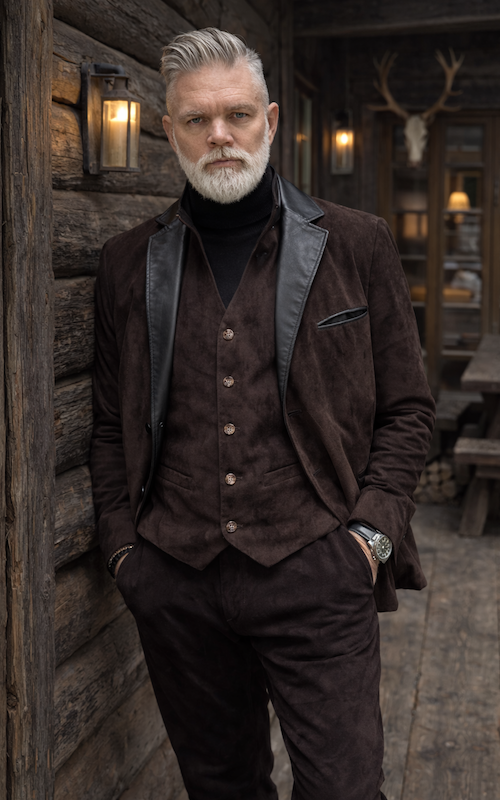 Férfi bőr zakó, sötétbarna