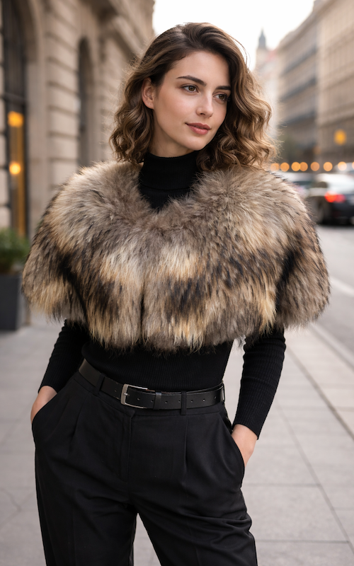 Finn raccoon pelerin, natúr, one size