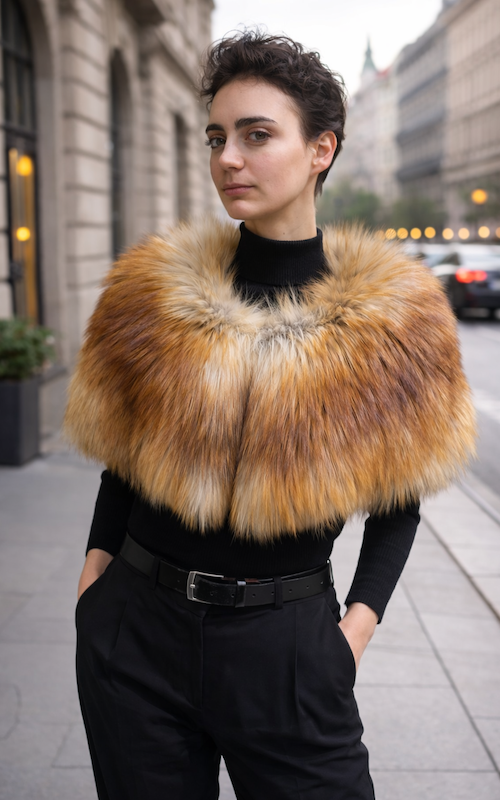 Tűzróka pelerin, natúr, one size