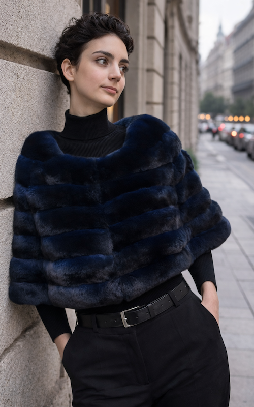 Csincsilla pelerin, sötétkék, one size