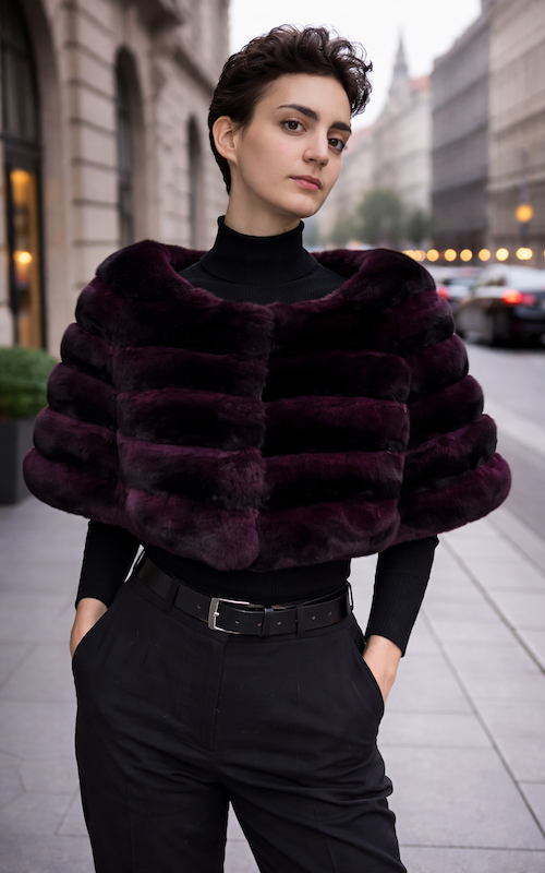 Csincsilla pelerin, padlizsán, one size