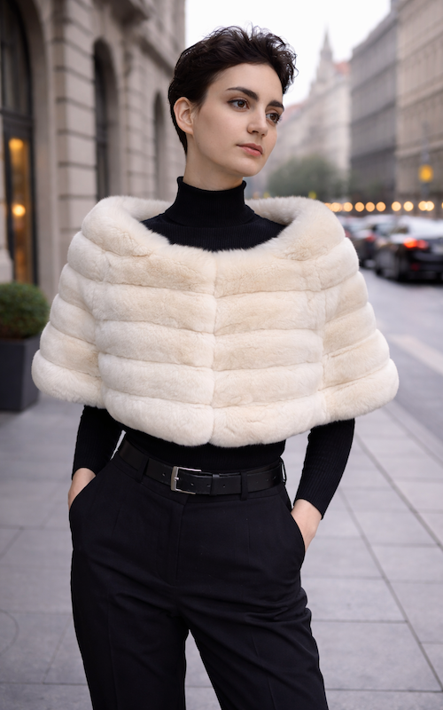 Csincsilla pelerin, fehér, one size