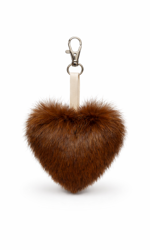 Nyúl kulcstartó szív, barna