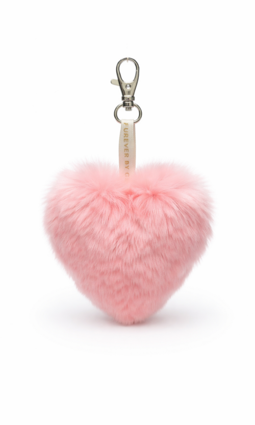 Nyúl kulcstartó szív, babarózsaszín